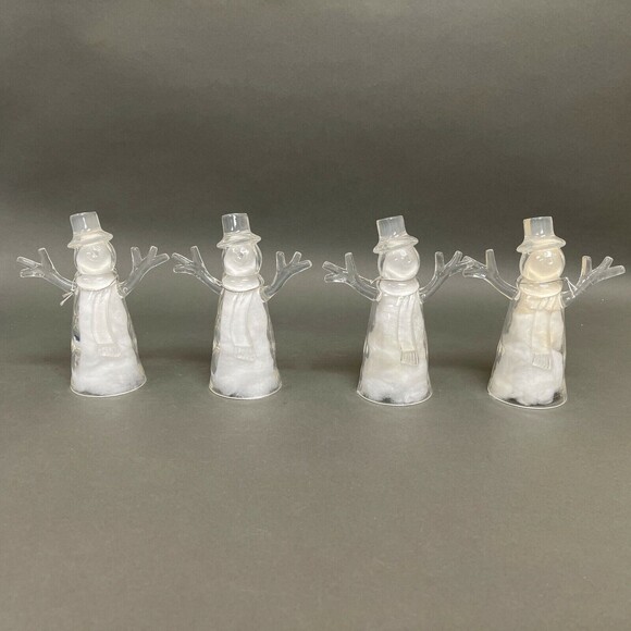 Clear Acrylic Snowman Snowmen Figurines Christmas Decorations Lot of 4 - Picture 1 of 7